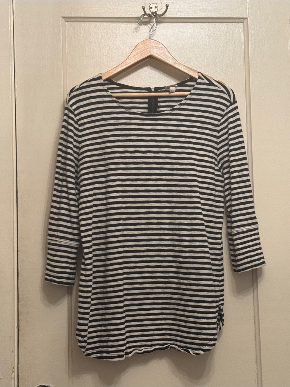 Merona Black & White Striped Long Sleeve Tee